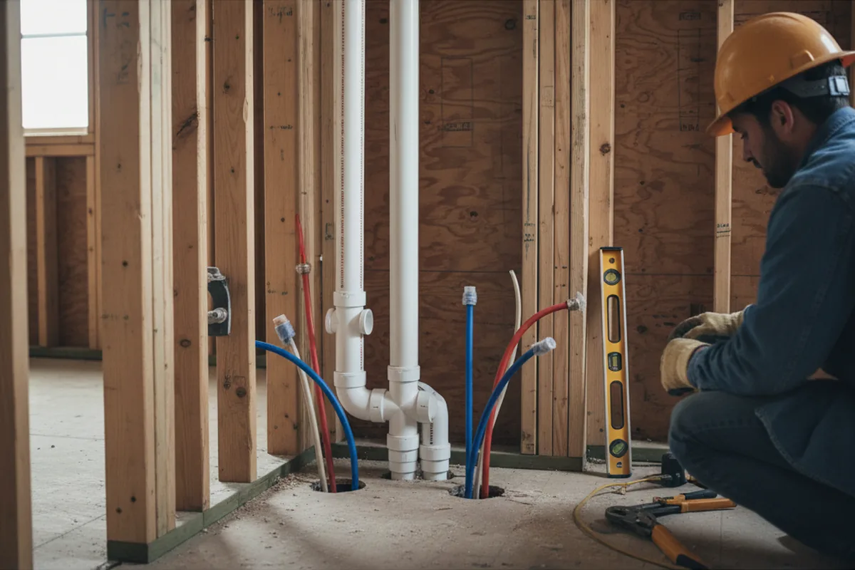 Drain and supply rough-in during Drain Cleaning in Midlothian